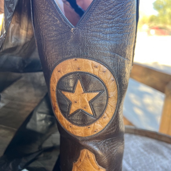 Black Jack Full Quill Ostrich Cowboy Boots 10D Handmade USA LONE STAR INLAY main image 10